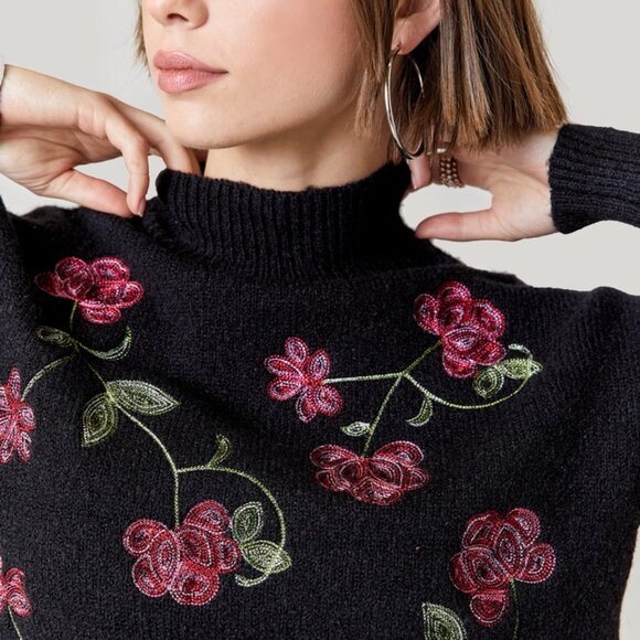 Lucia Floral Embroidered Pull Over Sweater - Picture 2 of 7